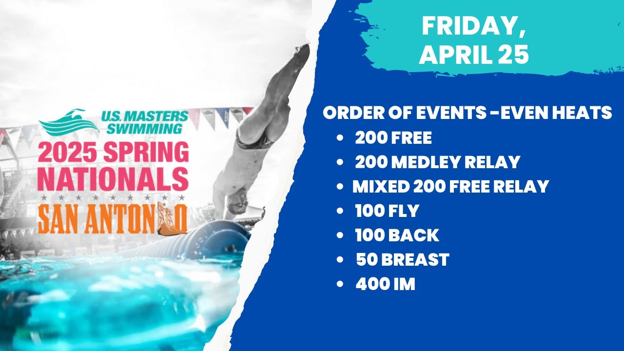 2025 USMS Spring Nationals | Day 2 - Friday, April 25 | Even Heats