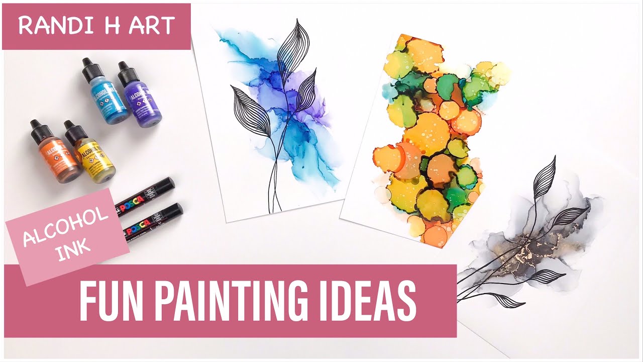 FUN PAINTING IDEAS with ALCOHOL INK - easy for beginners, Posca drawing and dripping ink  [67]