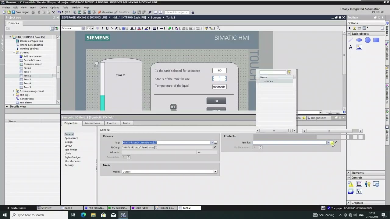 TIA Portal Beverage Mixing Line | Status Logic Using Global Data DB & Array (5 T) | PLC Programming