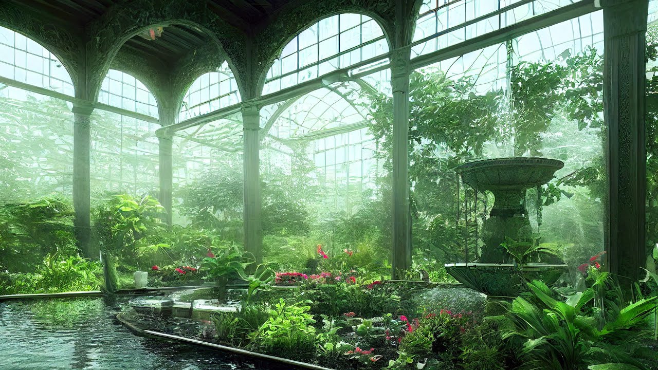 Overgrown Greenhouse Ruins | Mysterious Jungle Ambience | Rainforest Soundscape AI Art