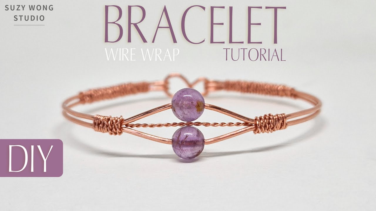 Amethyst Wire Wrap Bracelet Tutorial| Easy Bracelet| DIY Bangle| DIY Jewelry| How to make