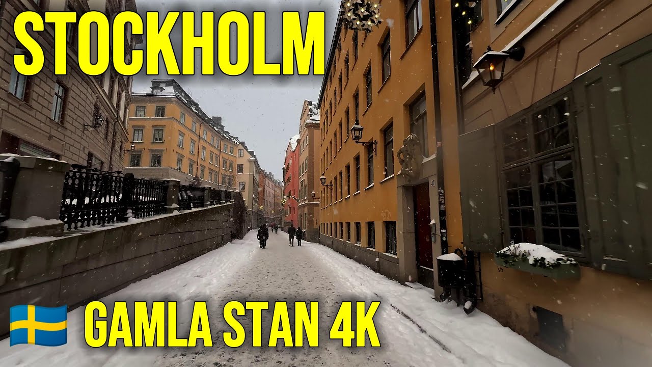 Snow Fall Gamla Stan 🇸🇪 |Christmas Vibes Stockholm&rsquo;s Old Town Walking Tour in 4K