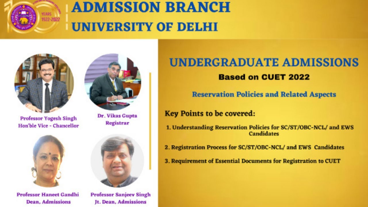 DU Webinar on Undergraduate Admissions based on CUET 2022 #DUWebinar