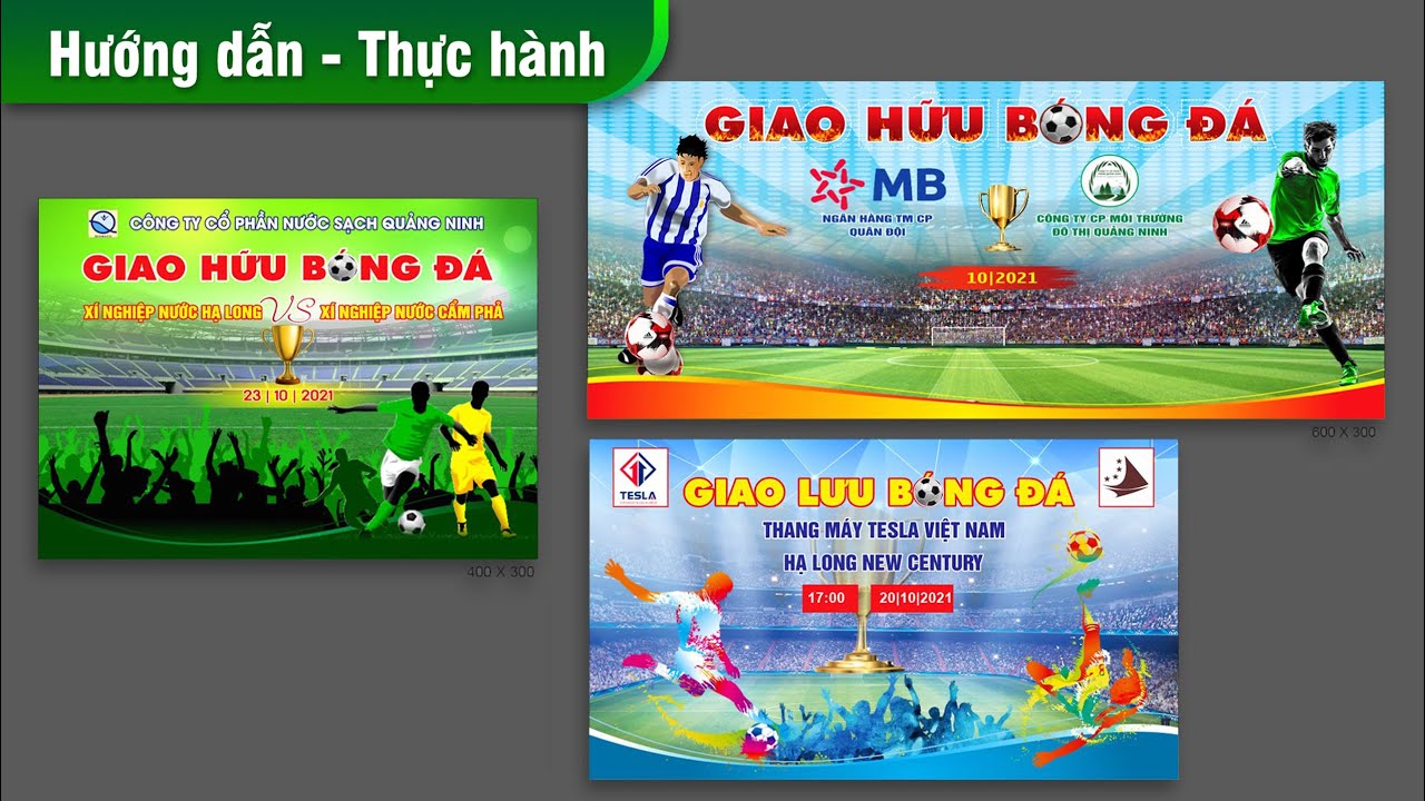 Hướng dẫn thiết kế Backdrop giao lưu bóng đá | football background design
