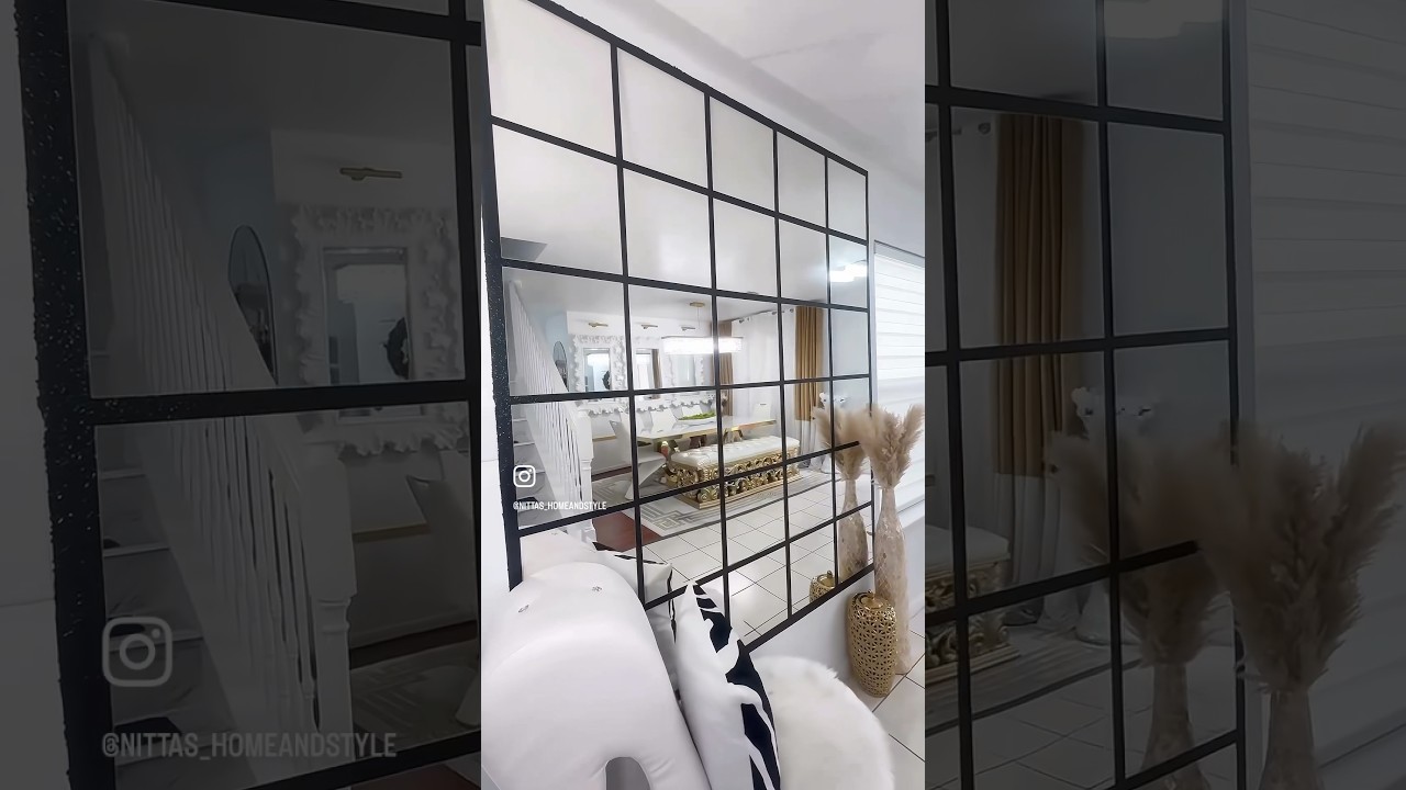 Mirror accent wall with ikea mirrors😍😍 #accentwall #mirrorwallart #short #fyp #diy