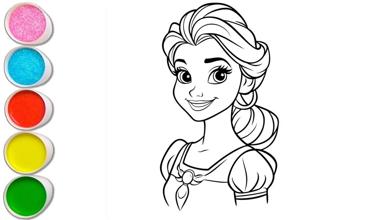 Cute Princess Belle Drawing for kids, Painting & Coloring for kids, Toddles | Let's Draw Together