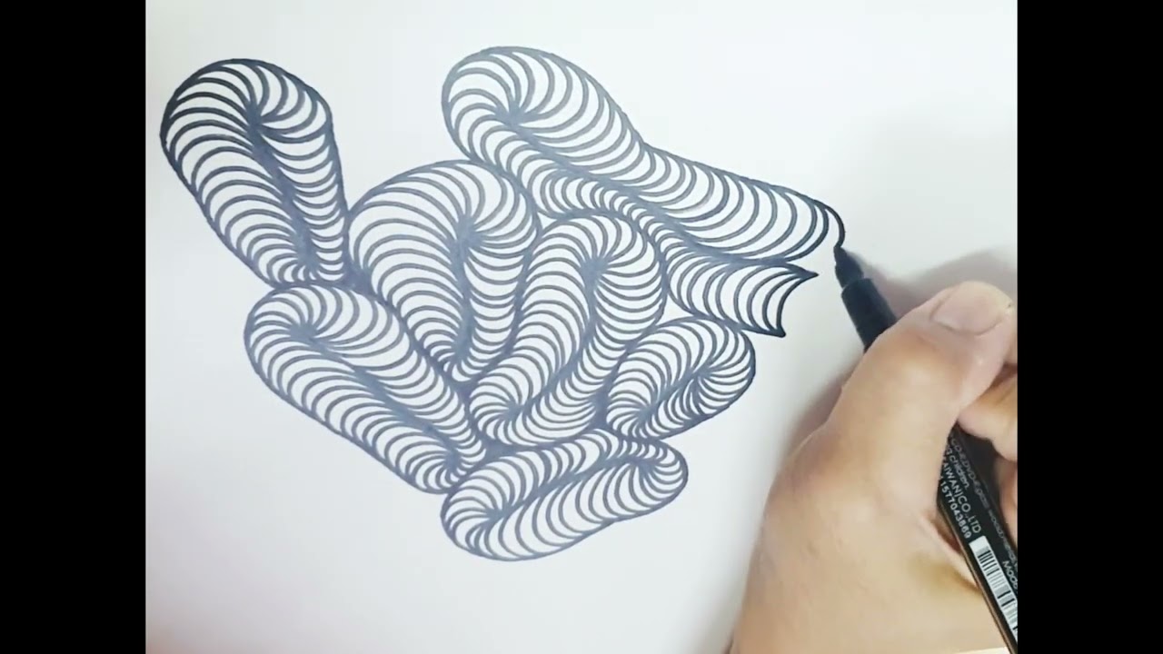 LINE ILLUSION #3 / Easy Abstract Drawing / Satisfying Line Drawing / Curved Line Illusion