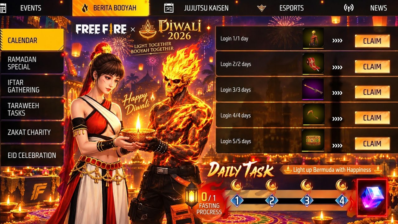 Diwali Event Free Rewards 💥🔥 | diwali magic cube store update | free fire new event | ff new event