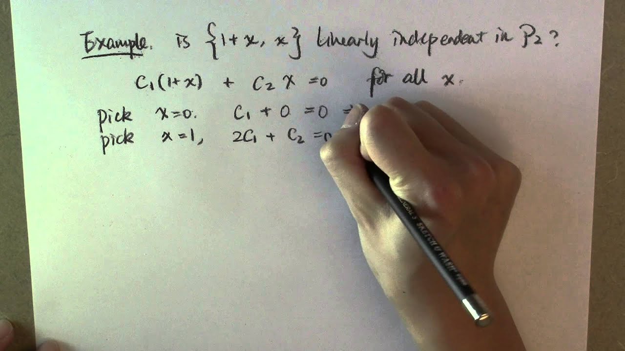 Linearly independent functions: example