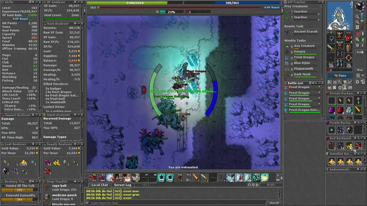 Tibia EK do 1 ao 1000 - 27/01/26 - 163 até 164 - Weekly Task - Frost Dragon #Tibia #TibiaHunt