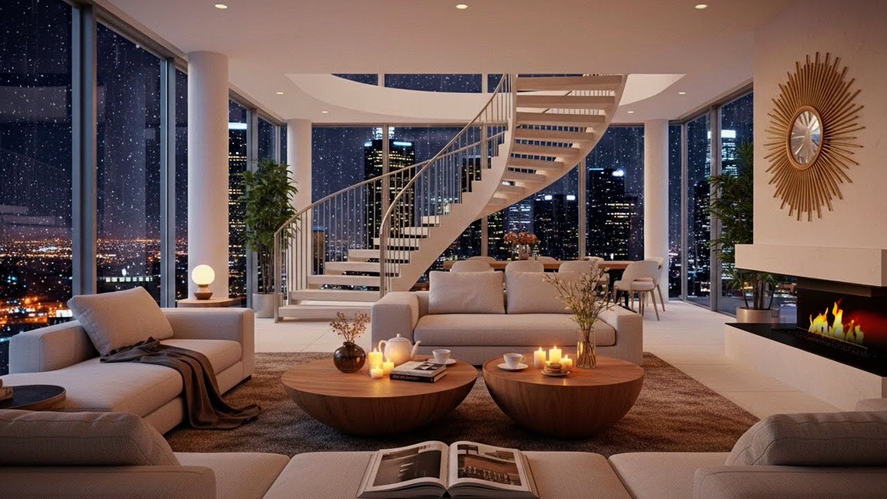Luxury Penthouse Rain Ambience | 1 Hour Relaxing Rain Sounds for Sleep, Study & Chill