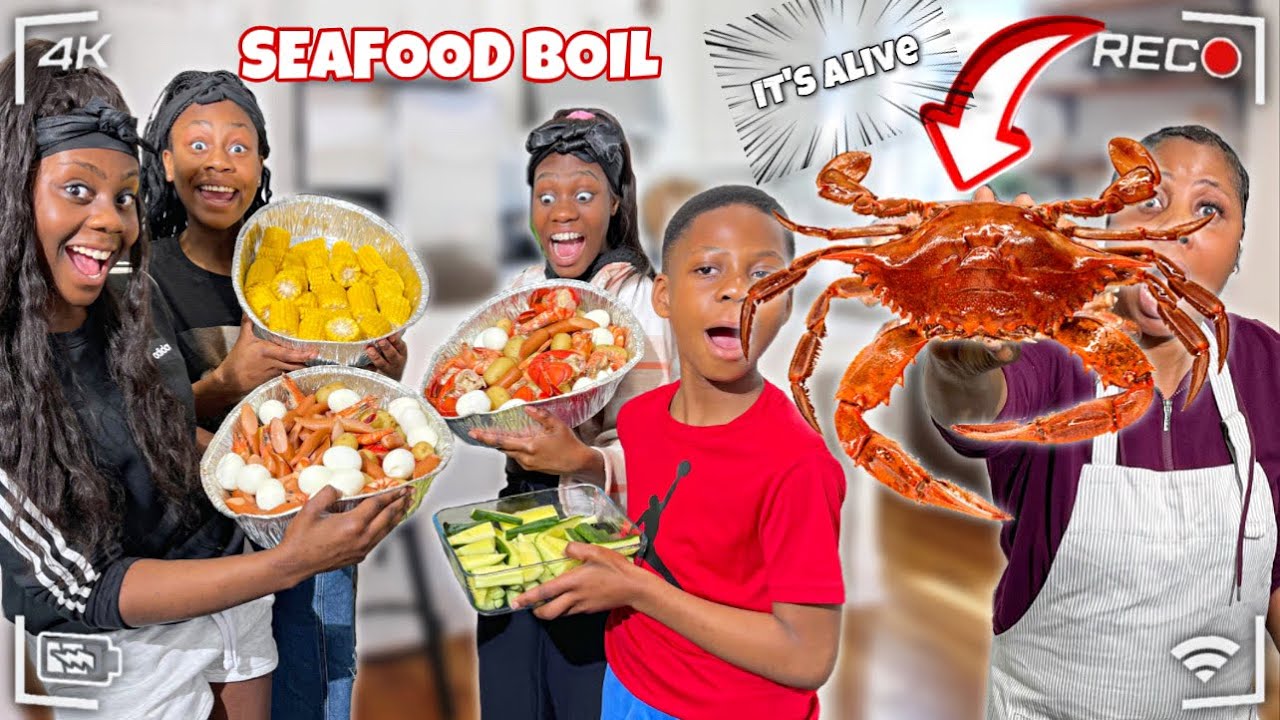 MAKING OUR OWN SEAFOOD BOIL & GIANT CRAB WITH FAMILY OF 10!! **VERY MESSY**| Beaufoxhair