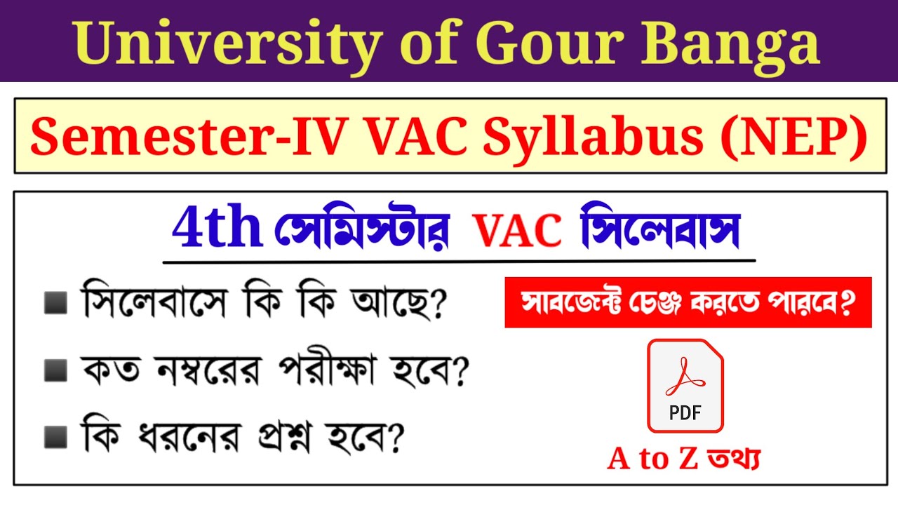 4th Semester VAC Subjects & Syllabus #ugbsyllabus