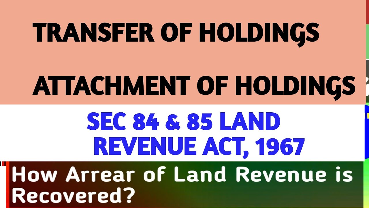 SEC 83 & 84 OF LAND REVENUE ACT, 1967 I Transfer of Holdings I Attachment of Holdings
