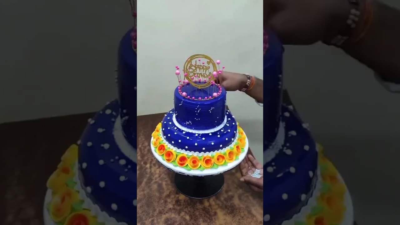 Blue colour cake design #foodwithchefanil #viral #shorts
