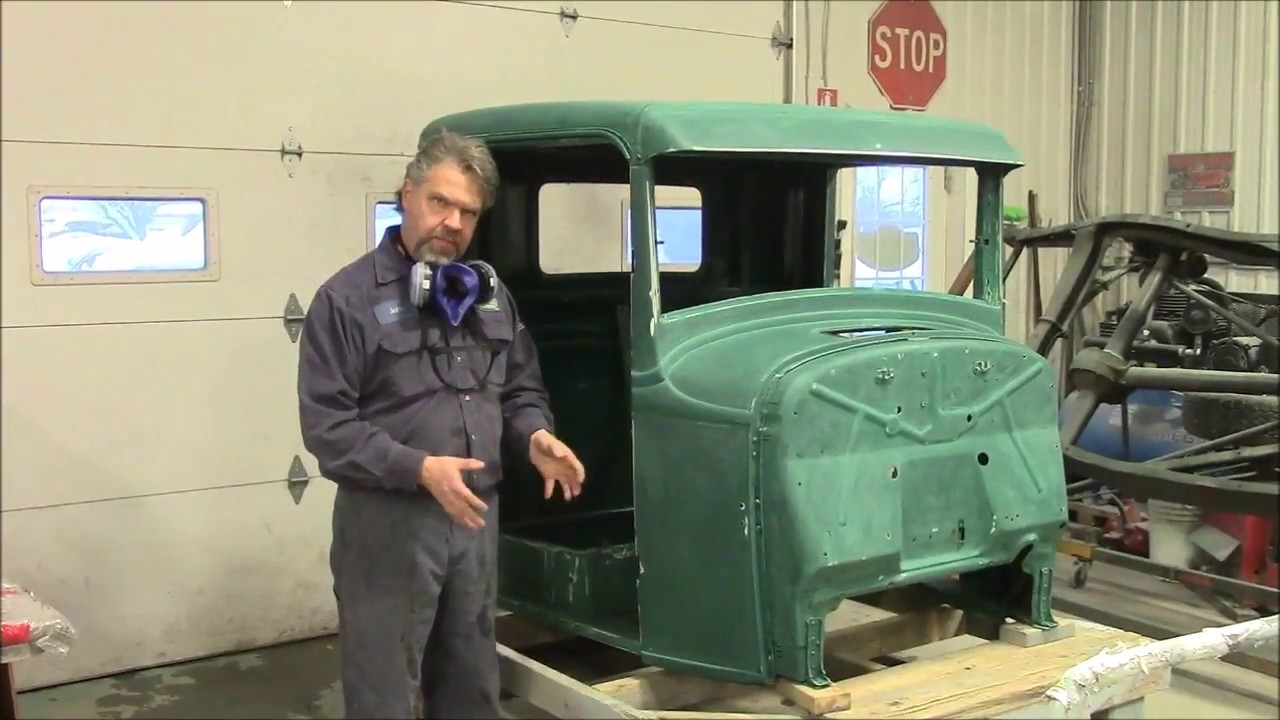 1933 Classic Ford Truck Restoration Update, Cab Off Frame & Sanding Cab,  lastchanceautorestore com