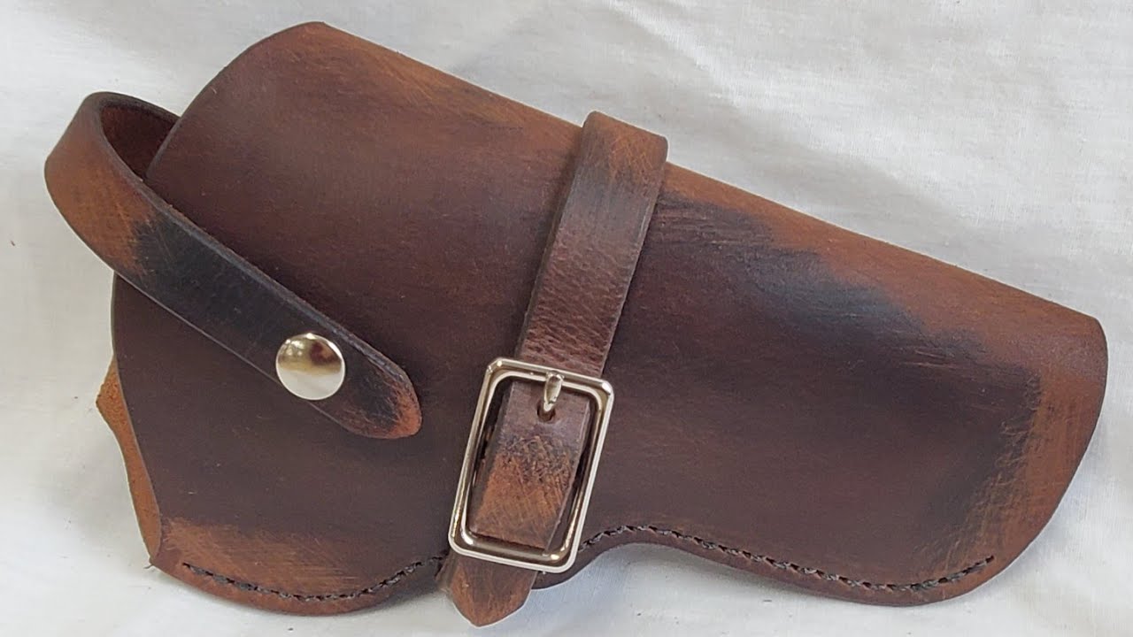 Distressed leather holster for 1947 Colt Official Police