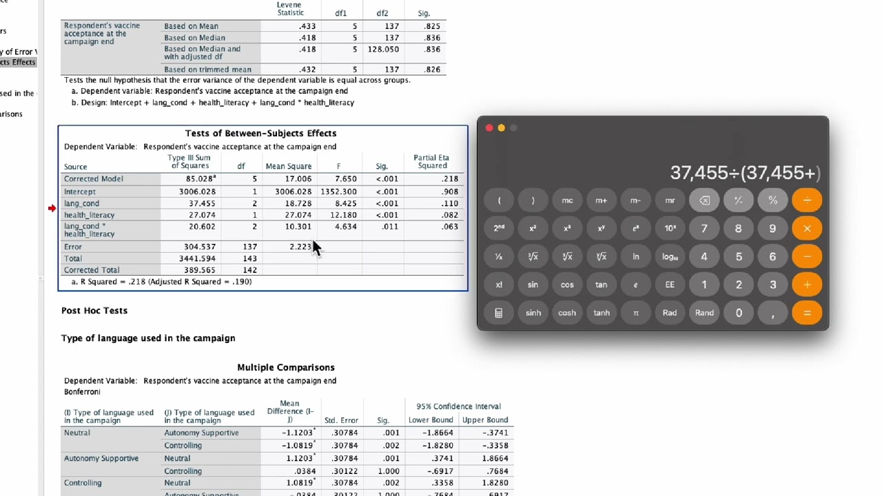 two-way anova eta squared calculations