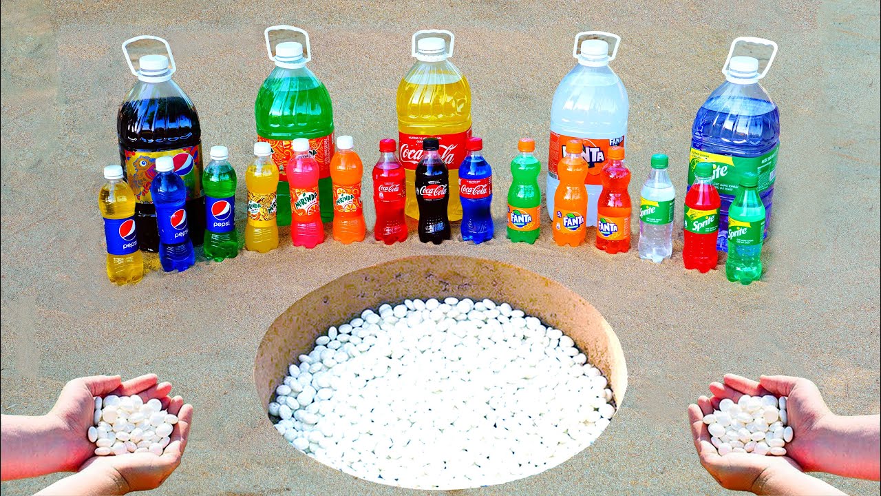 Experiment : Coca Cola Mix-it , Fanta ,  Sprite ,  Mirinda , Pepsi vs Mentos Underground
