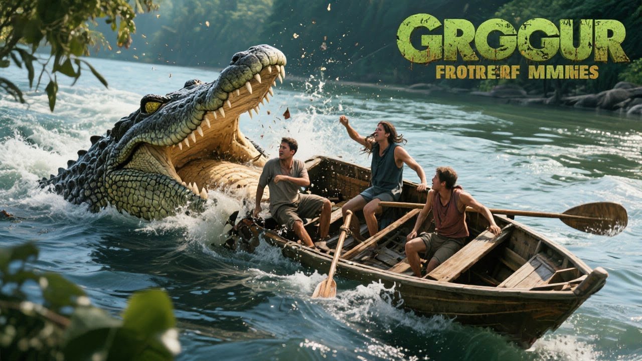 变异巨鳄破水突袭人类小船，一口将小船冲翻！【巨鳄 Mega Crocodile】|驚悚 災難 |【電影派對】