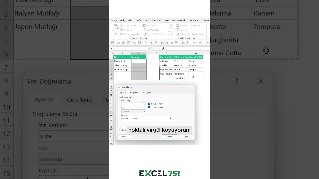 Bağımlı Listeler: Hiyerarşik Se&ccedil;imli Listeler Oluşturun! | EXCEL 751  #excel #excel751
