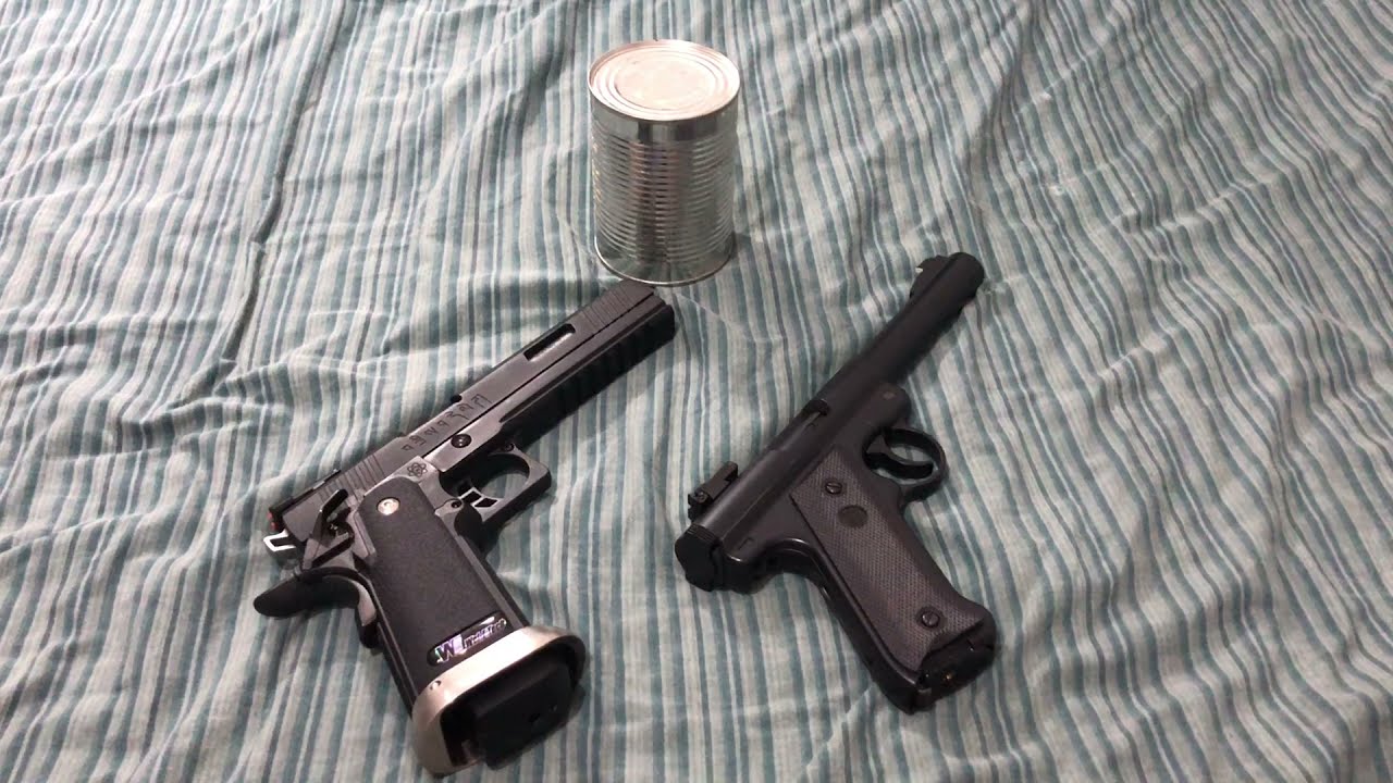 Power test (Lata) part 1 - IREX Hi Capa vs KJW MK1 Pistol