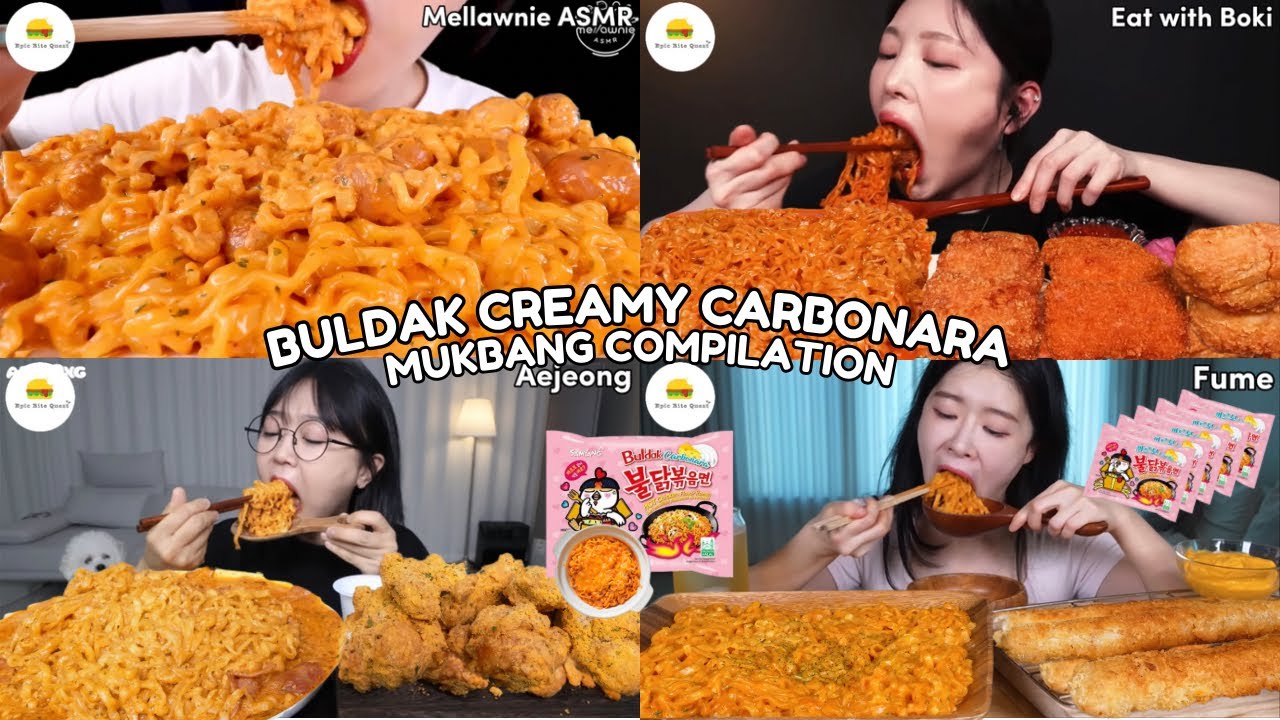 ASMR | BULDAK CREAMY CARBONARA MUKBANG COMPILATION |