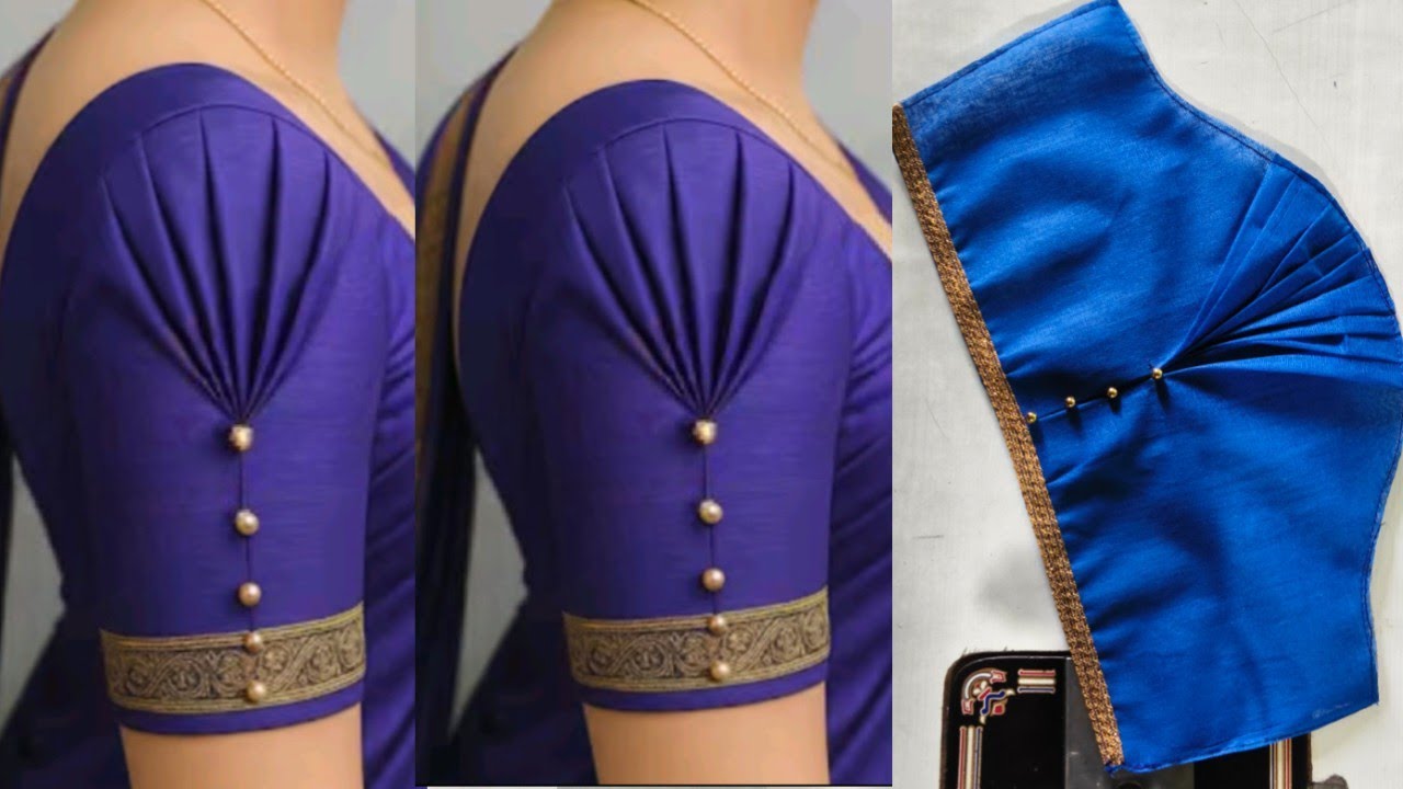 Simple model blouse Sleeves design cutting and stitching | 