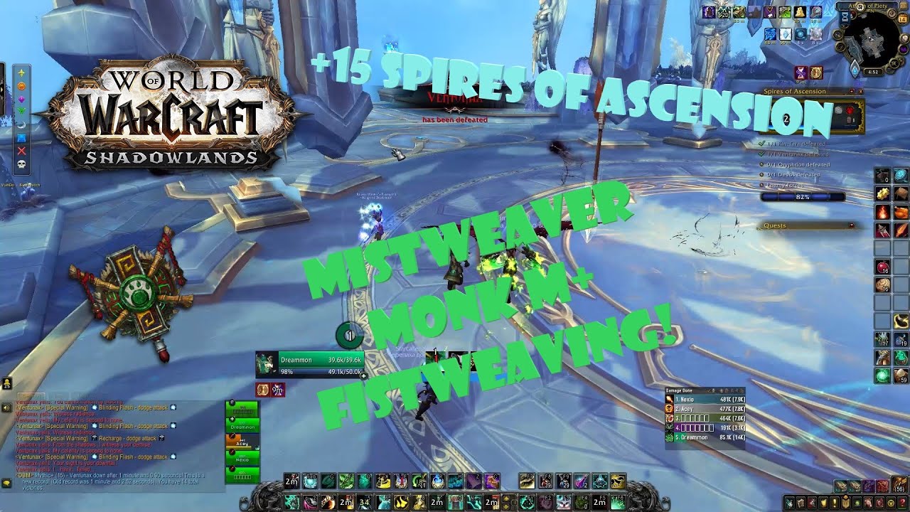 Mistweaver Monk +15 Spires of Ascension - Tyrannical/Bolstering/Storming Shadowlands M+ Fistweaving