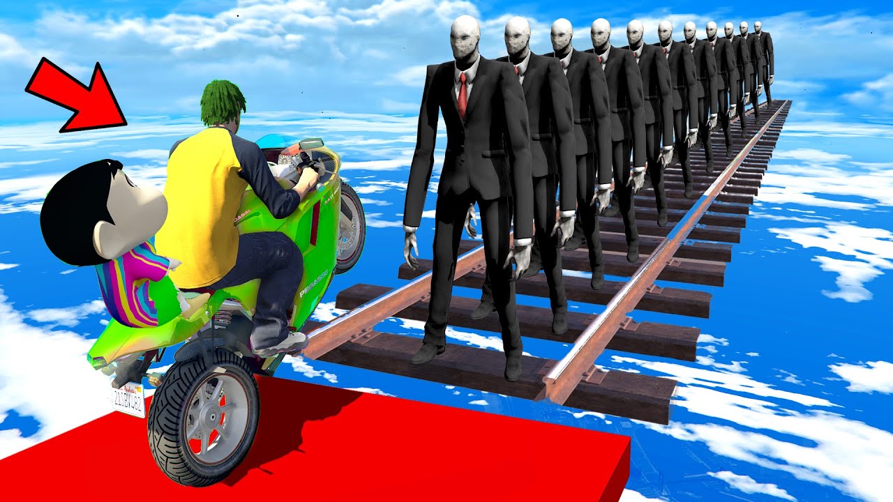 Slender Man Dangerous Bike Ramp Challenge in GTA 5 | CHOP KIDDNAPED