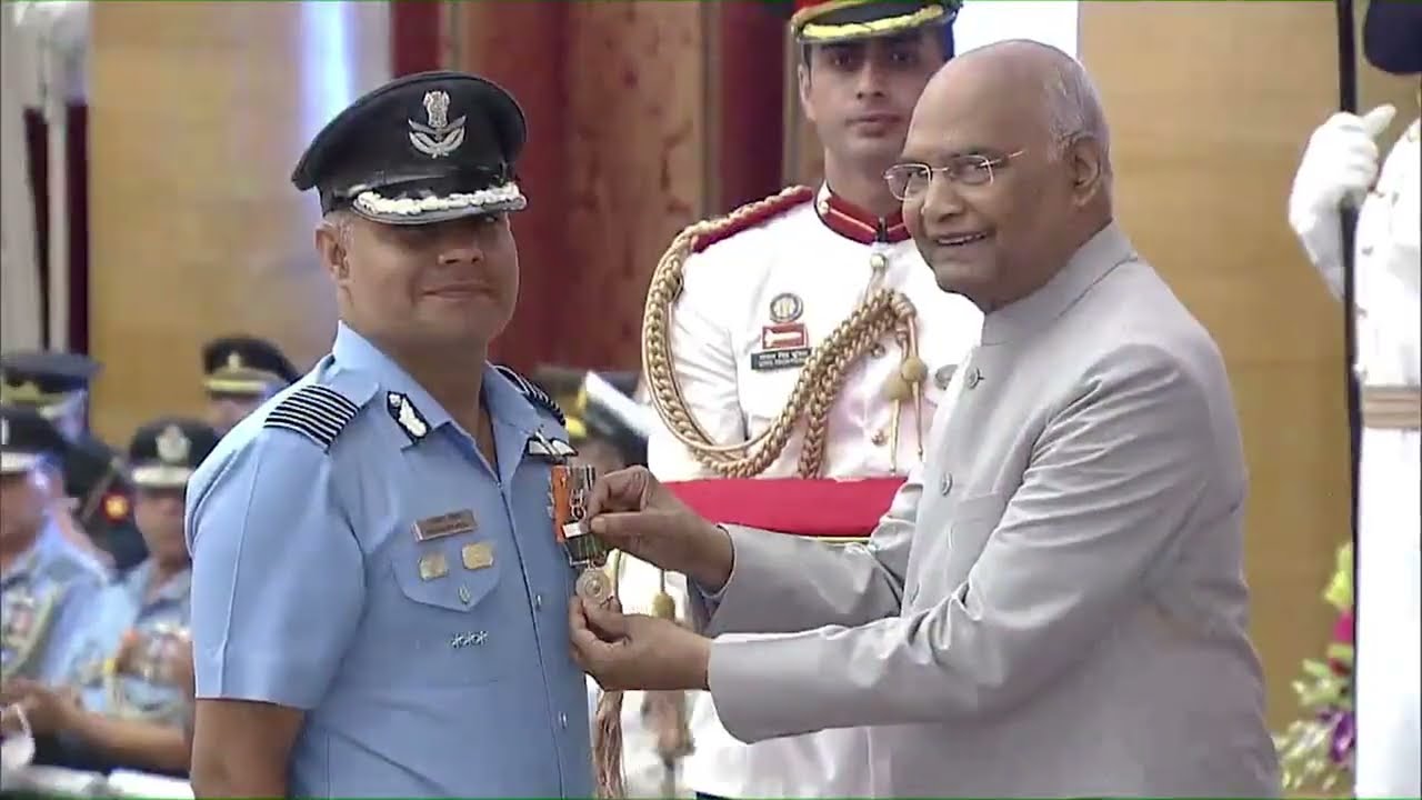 President Kovind presents Shaurya Chakra to Group Captain Perminder Antil Flying (Pilot)