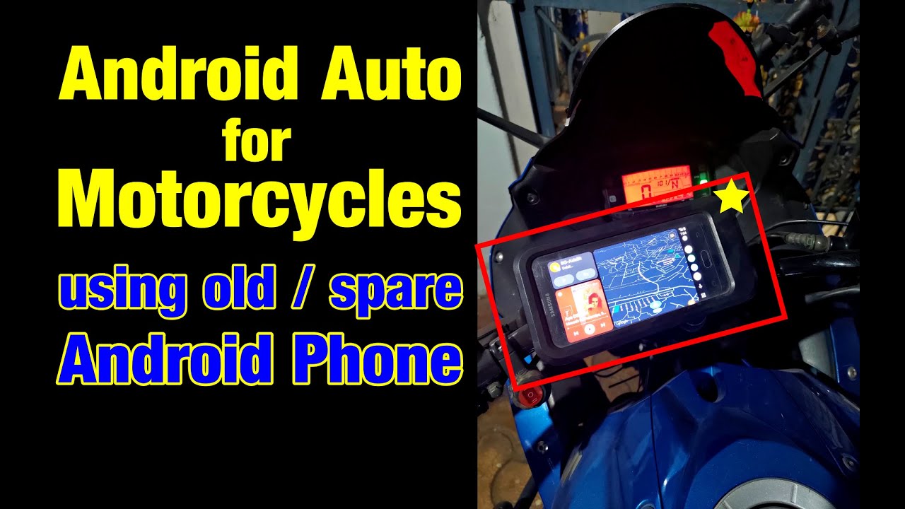 How to use ANDROID AUTO on MOTORCYCLE using Spare Android Phone lifehack trick / English subtitle