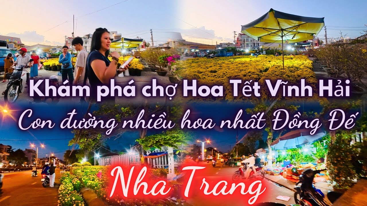 Khám phá Chợ Hoa Tết Vĩnh Hải về chiều tối | Đoạn đường bán bông hoa Tết nhiều nhất Đồng Đế ??
