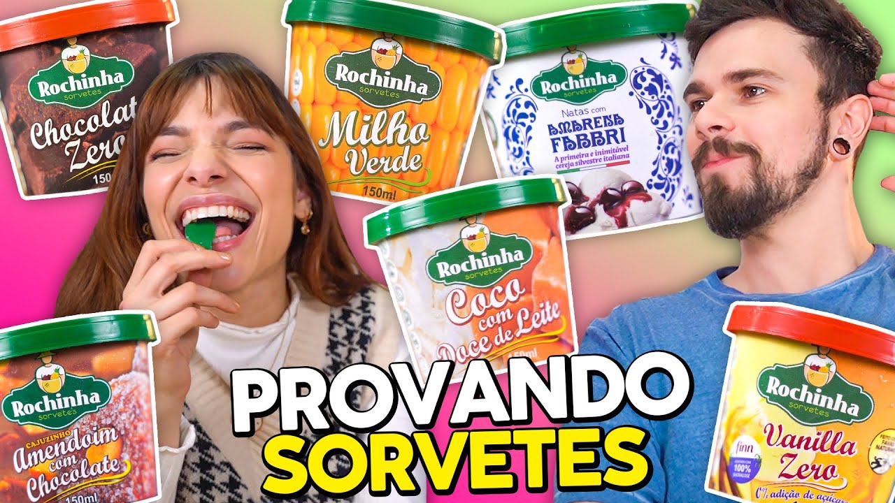 PROVANDO TODOS os SABORES de SORVETINHO de POTE! Sorvete Rochinha