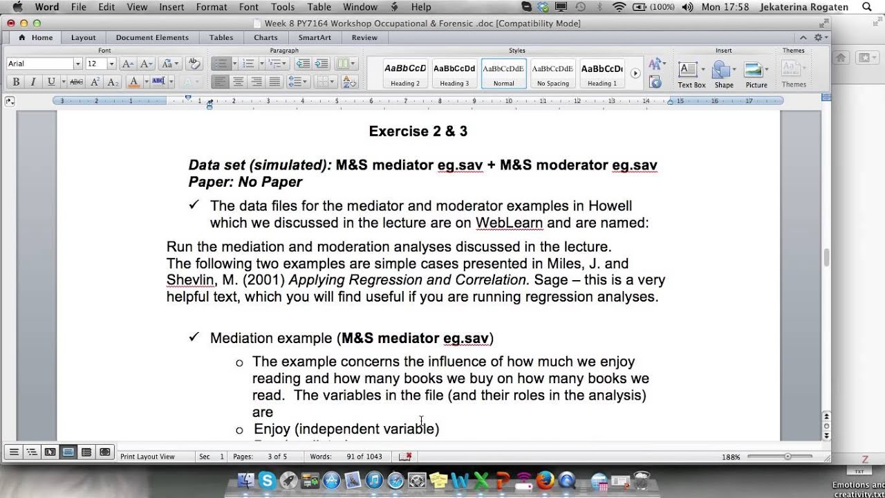 Linear Regression + Mediation + Moderation