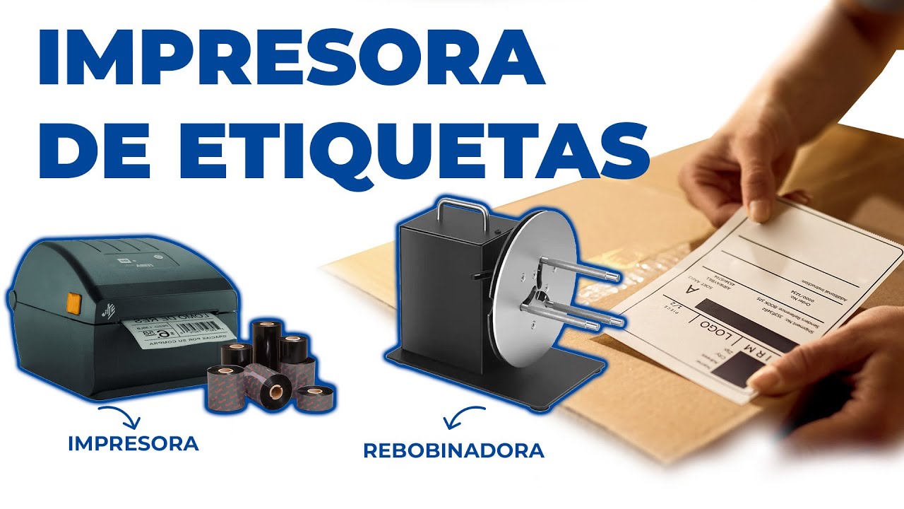Como se usa una impresora de etiquetas + rebobinadora automática