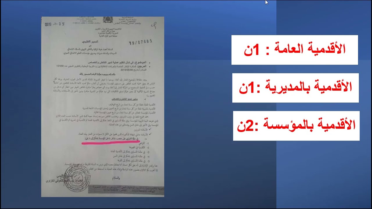 تدبير الفائض و التنظيم التربوي  (إسناد المستويات)