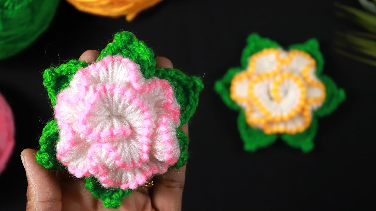 Beautiful Crochet Rose with Leaves | Simple & Quick Flower Pattern