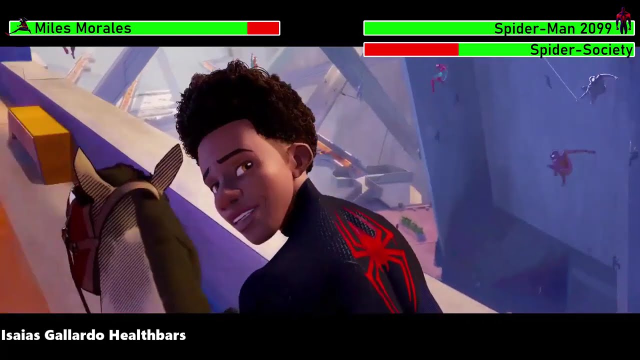 Spider-Man: Across the Spider-Verse (2023) Spider-Society Chase with healthbars 1/2