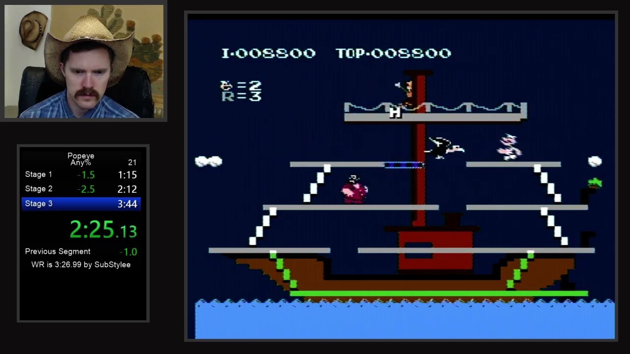Popeye NES speedrun in 3:31 by Arcus