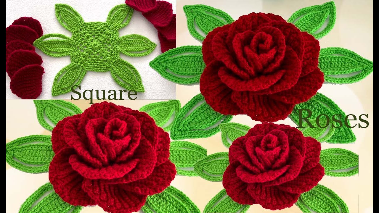 Para tu Casa Bonita Cuadro de Hojas con Rosas Gigantes Modelo Nuevo Super Bonito Crochet
