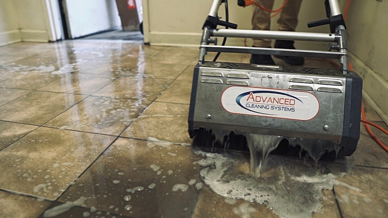 DEEP Cleaning FILTHY GREASY warehouse tile || The grout is a whole new color!
