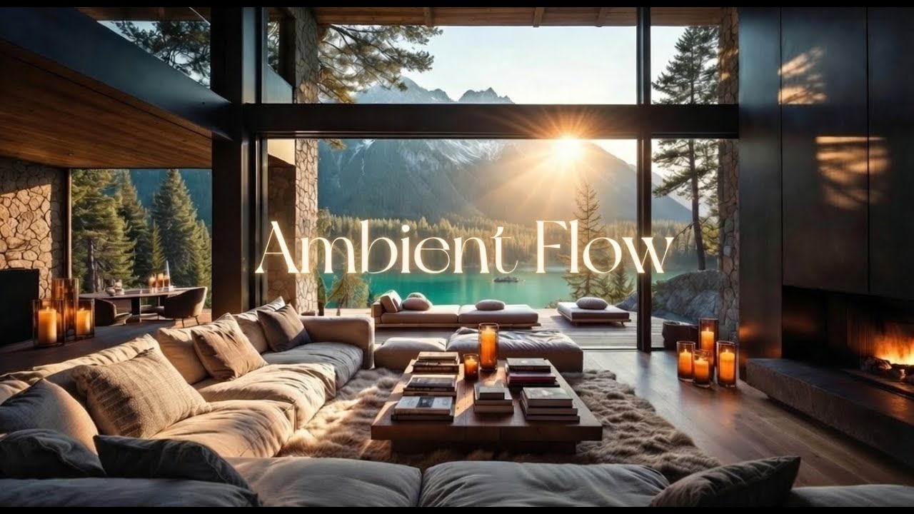 Mountain Lake Cabin Ambience | Fireplace Sounds & Deep Relaxation Music