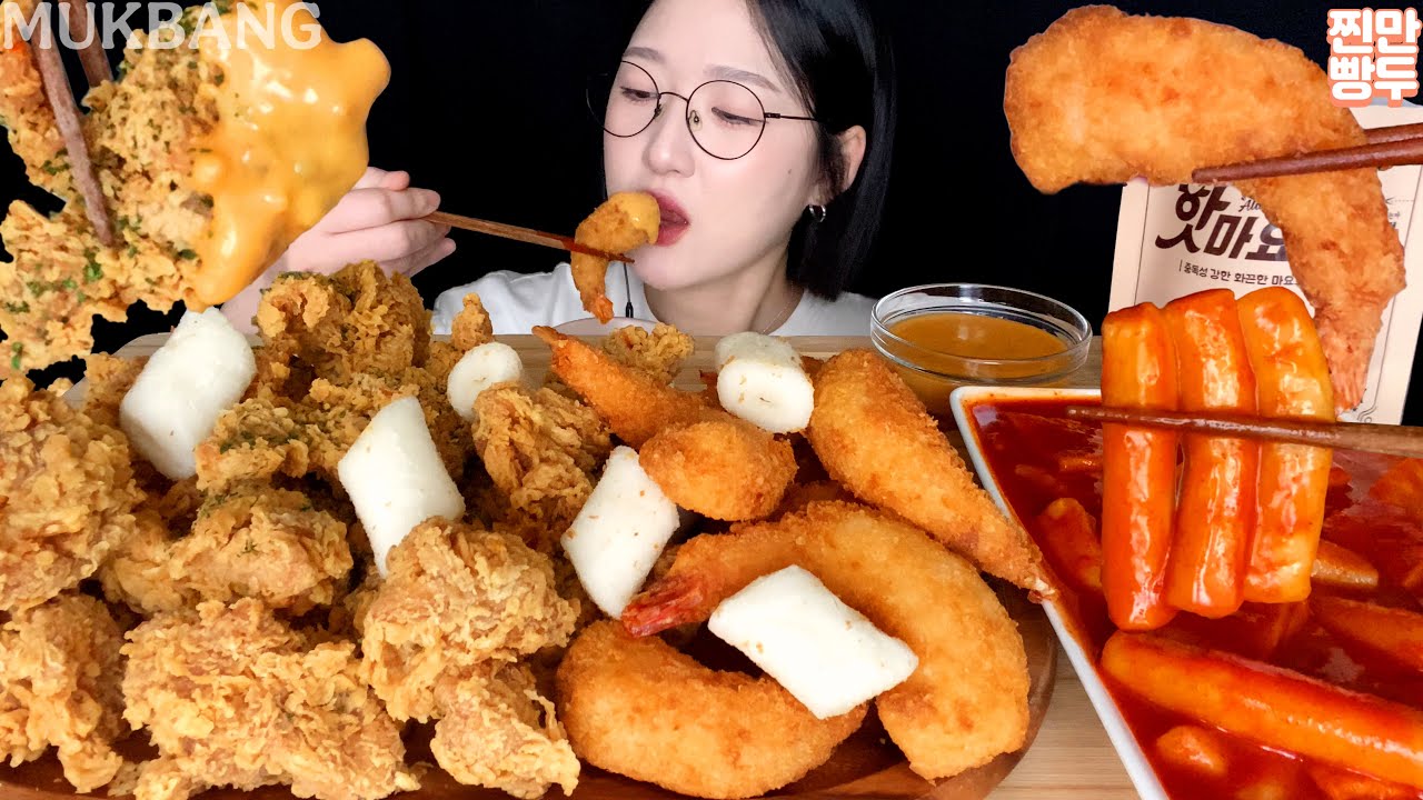 Fried Chicken & Shrimp🔥Spicy Tteokbokki | KOREANFOOD MUKBANG ASMR