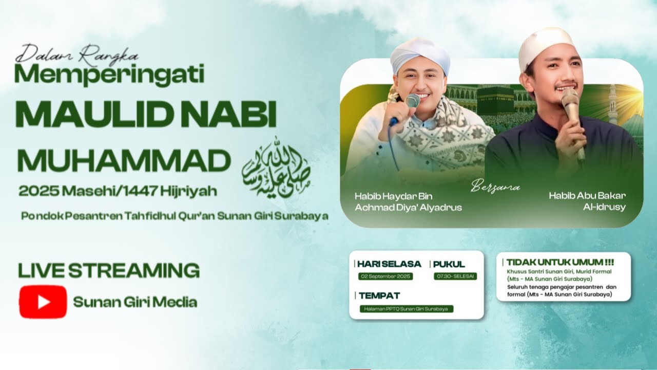 🔴 LIVE Acara  Puncak Maulid Nabi Muhammad SAW Dan Haul  Syekh Abdul Qadir   PPTQ Sunan Giri Surabaya