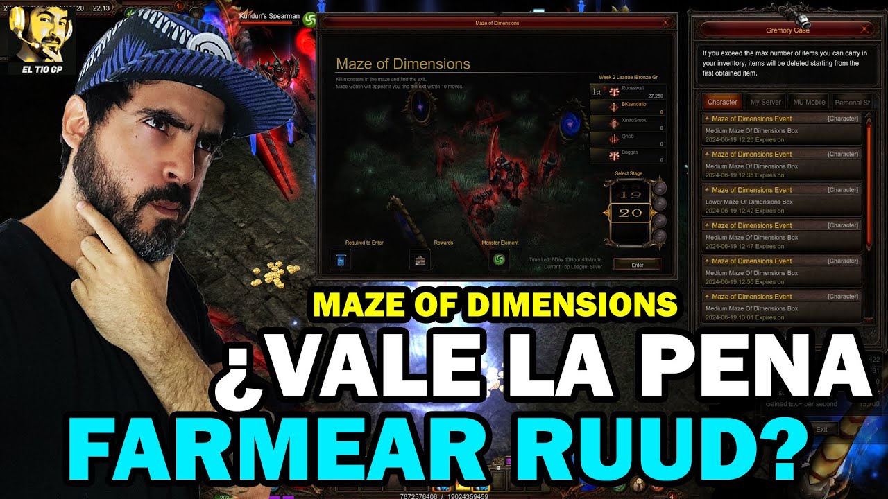 ¿VALE LA PENA FARMEAR RUUD EN MAZE OF DIMENSION?🤔l Muonline S18.2