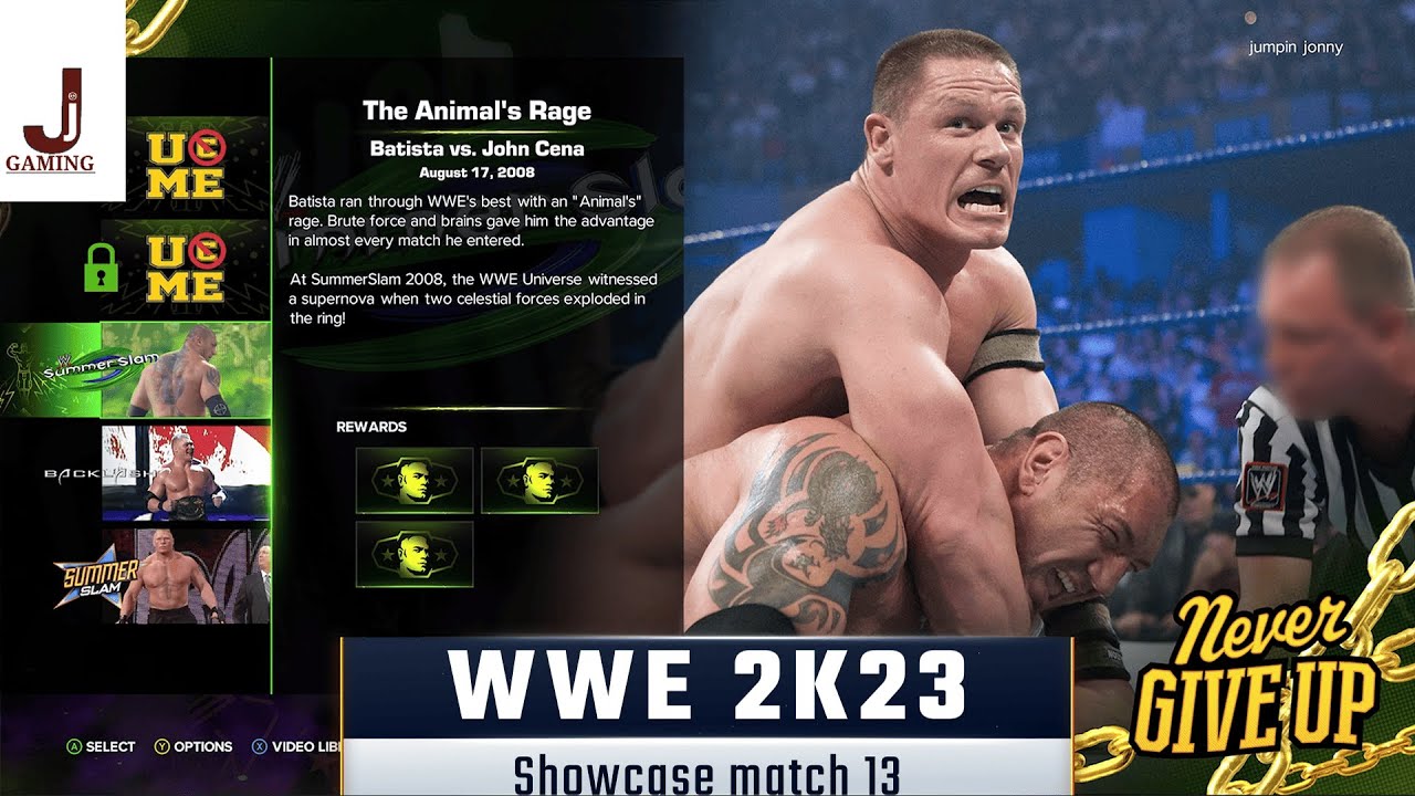 WWE 2K23 Showcase match 13 complete all objectives Summerslam Batista VS John Cena