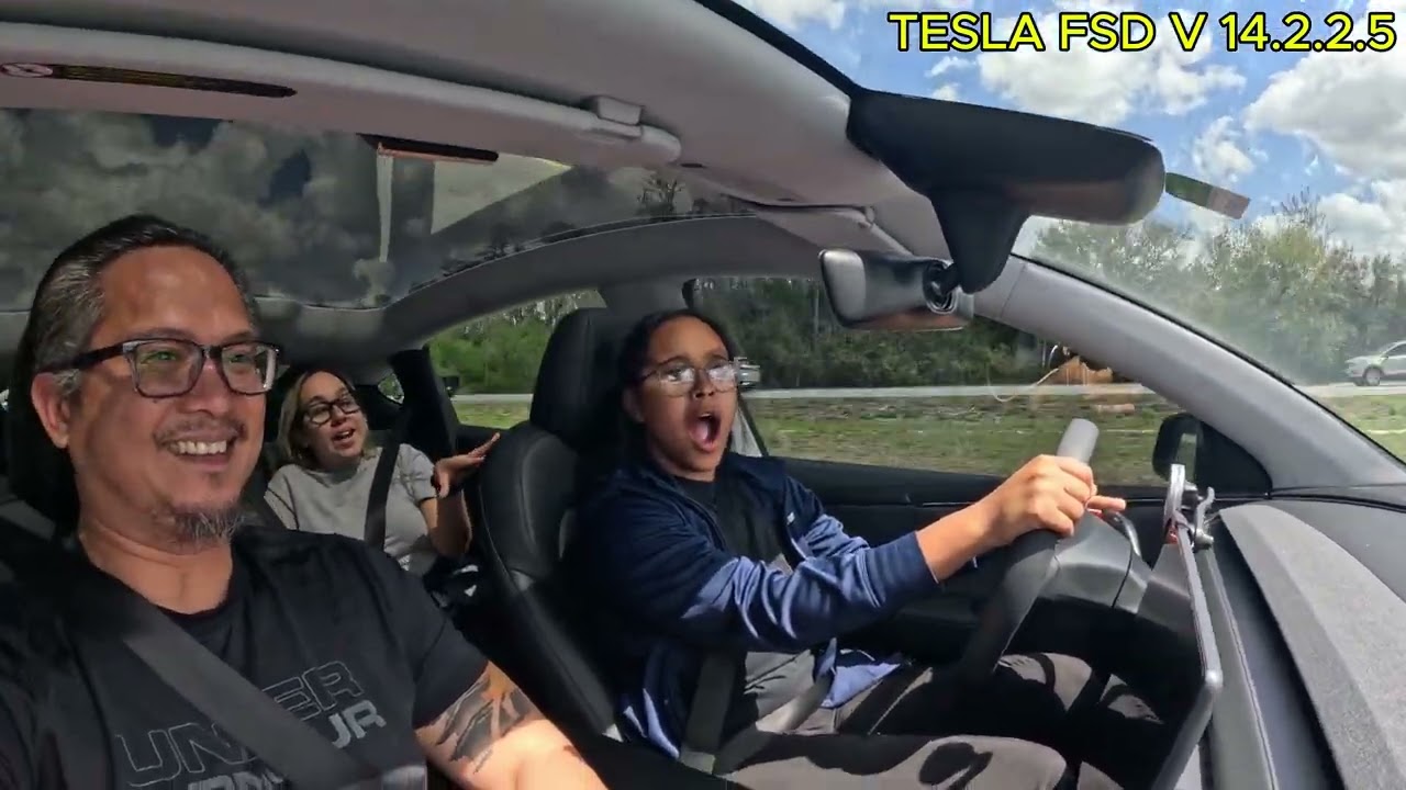 RIDE ALONG IN A TESLA with my co worker USING FSD 14.2.2.5