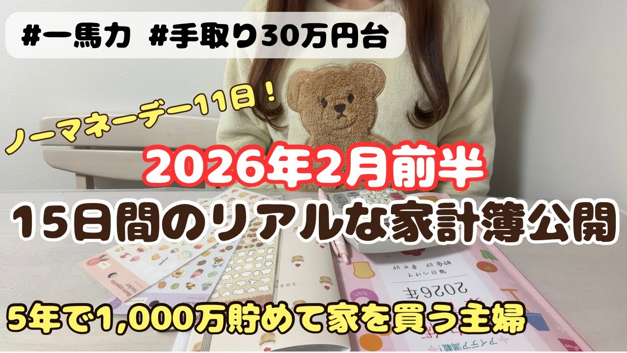 【家計簿公開】2月前半｜手取り30万台・一馬力主婦のリアルな15日間。ノーマネーデー11日の結果は？