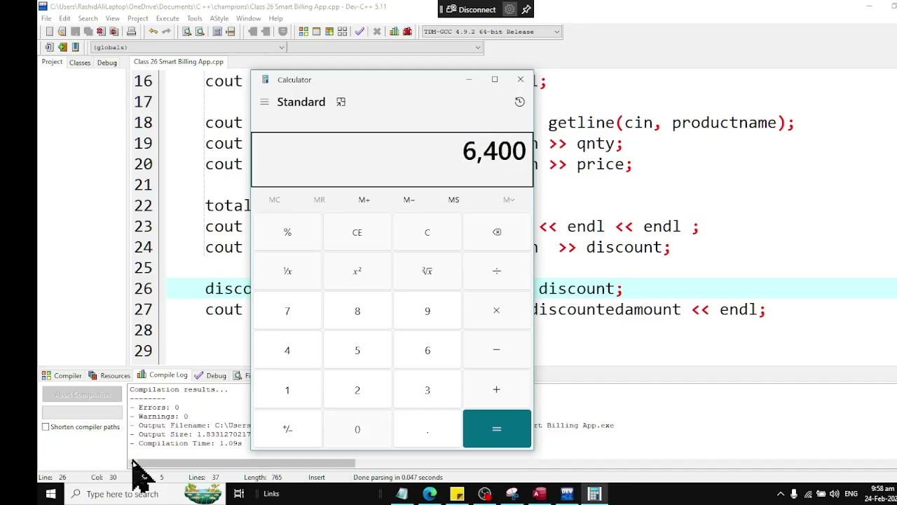 How to create Smart Billing app in C++